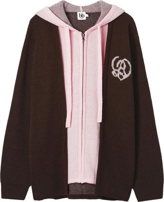 B+ab Cardigan con zip e cappuccio - Marrone