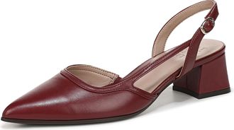 Naturalizer Womens Mila Heeled Slingback Pumps Cranberry Leather UK 6.5 Wide Fit