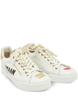 Dolce & Gabbana Portofino leather low-top sneakers - White
