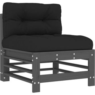 vidaXL Vidaxl - Sof&aacute; Central Con Cojines Madera Maciza De Pino Gris