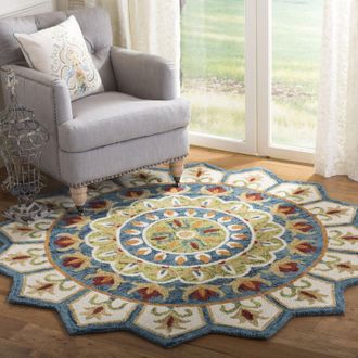 Safavieh Novelty Hand Made Area rug, Ivory / Blue Bohemian Style Non-Shedding