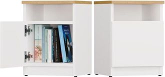 Topeshop GALAX - Comodino Bianco / Rovere artigianale - 1 anta - Camera
