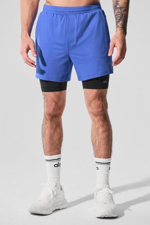 Alo | Conquer React 2-In-1 Performance Short in Marathon Blue/Black, Size: 2XL