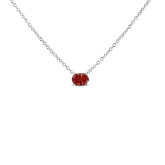 House of Brilliance 14K White Gold 3/8 Cttw Lab Grown Pink Oval Solitaire Diamond East West 18 Pendant Necklace (Pink Color, VS2-SI1 Clarity)
