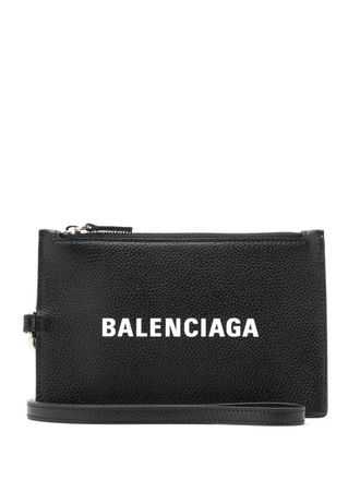 Balenciaga logo zip wallet - unisex - Calf Leather - One Size - Black