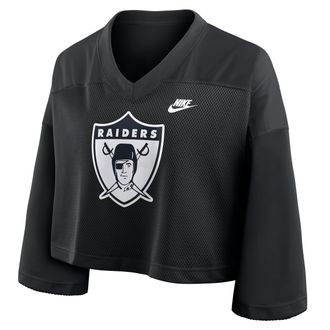 Nike Las Vegas Raiders Rewind Fashion Nike Womens Dri-FIT NFL Cropped Jersey in Black | 03O300A8DV-7ZM