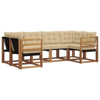 vidaXL Conjunto De Sof&aacute;s De Exterior Con Coj&iacute;n 6 Pcs Natural Y Beige Vidaxl