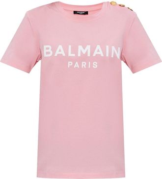 Balmain Katoenen T-shirt met logoprint - Roze