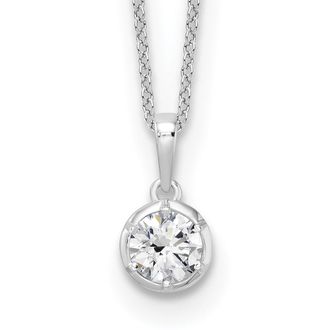 Diamond2Deal 14k White Gold 5/8 Ct Lab Grown Diamond Solitaire Pendant Necklace 18 Clarity VS, Color D-E