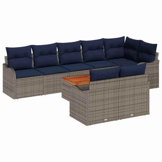 vidaXL Set Divano Da Giardino 9 Pz Grigio Polyrattan Vidaxl