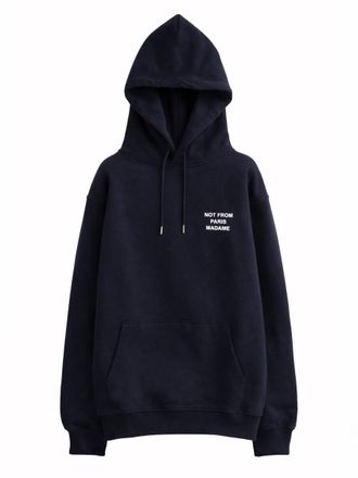 Dr&ocirc;le de Monsieur Neutrals Slogan Graphic Kangaroo Pocket Hoodie