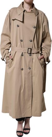 Dolce & Gabbana Womens Khaki Double Breasted Trench Coat Jacket Cotton Elastane Clothing