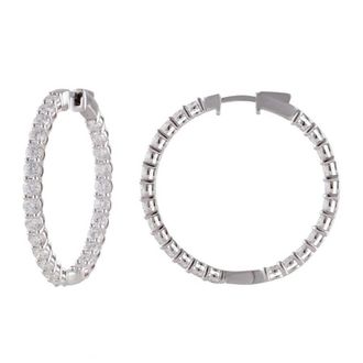 Grown Brilliance 5 Carat Round Diamond Inside Out Hoop Earrings Set in 14K White Gold, G Color, SI Clarity, Gift Box Included