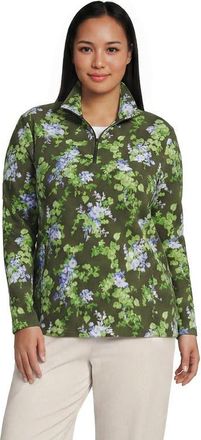 Lands End Anyweather Fleece Quarter Zip Pullover in Forest Moss Blooms at Nordstrom, Size 1X