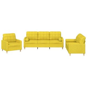 vidaXL Vidaxl - Juego De Sof&aacute;s Con Cojines 3 Piezas Tela Amarillo Claro
