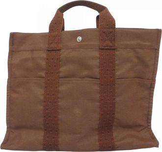 Herm&egrave;s Brown Canvas Tote Bag (Pre-Owned)