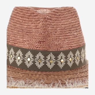 Ferruccio Vecchi Womens Straw And Viscose Blend Hat With Embroidery