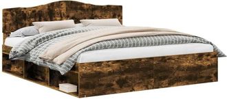vidaXL Bed Frame Smoked Oak 180 x 200 cm Solid Pine Wood vidaXL