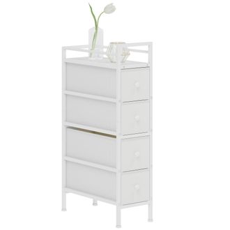 OEM C&oacute;moda Con 4 Cajones De Tela Marco De Acero C&oacute;moda Para Dormitorio Para Espacios Peque&ntilde;os Sal&oacute;n Vestidor Blanco