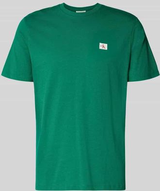 Calvin Klein Jeans T-Shirt mit Label-Badge in Dunkelgruen, Gr&ouml;&szlig;e XXL