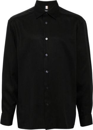 BOSS long sleeve cotton shirt - men - Lyocell - M - Black