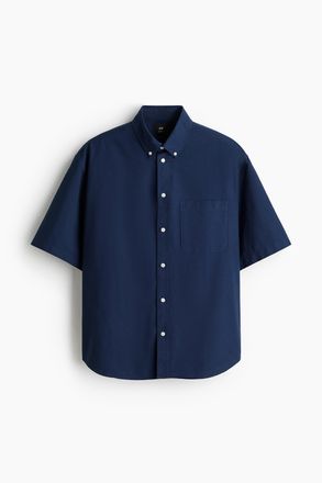 H&M Oxfordhemd mit Kurzarm in Relaxed Fit - Blue