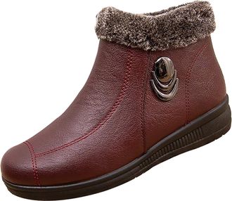 Generic Womens Boots Size 6.5 Uk Plush Deer Prints Flat Round Toe Lazy Suede Shoes Boots Womens Knee High Boots Wide Fit (Red, 35)