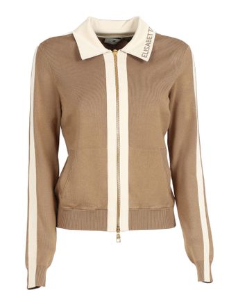 Elisabetta Franchi Tricot Ribbed Zipper Jacket