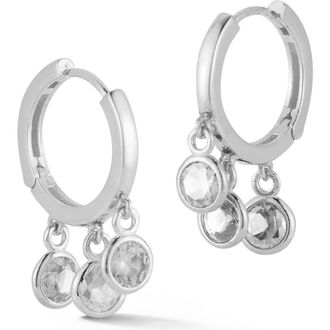 Sphera Milano Cubic Zirconia Shaker Drop Huggie Hoop Earrings in Silver at Nordstrom Rack