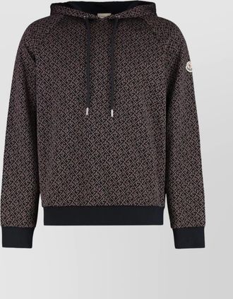 Moncler logo jacquard knitted drawstring hoodie