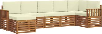 vidaXL Vidaxl Conjunto De Sof&aacute;s De Exterior 7 Uds. Natural Y Crema