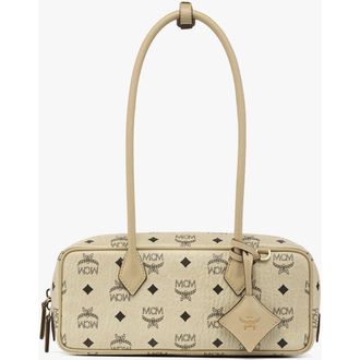 MCM Small Aren East West Shoulder Bag in Visetos in Beige at Nordstrom