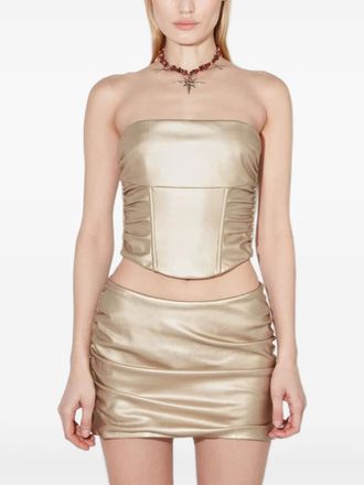 Misbhv stacked top - women - Polyurethane/Viscose/Fabric/Spandex/Elastane - L - Gold