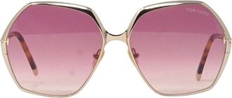 Tom Ford Womens Fonda 02 Ft0912 28T Gold Sunglasses Metal - One Size