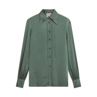 Semicouture Shirts, female, Green, Size: 2XL Shirt with waist tie