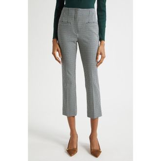 Veronica Beard Kean Houndstooth Check Crop Pants in Navy/dark Pine Multi at Nordstrom, Size 00