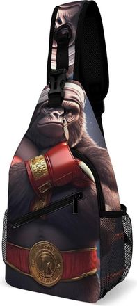 Generic Gorillas Boxing Champion Mens Shoulder Bags Sling Crossbody Backpack Travel Hiking Chest Bag with Small Side 38x20cm