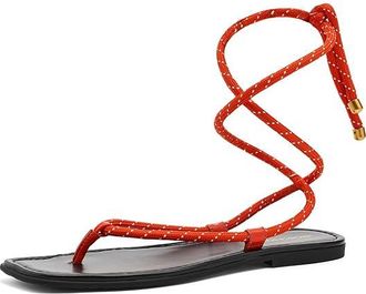 Veronica Beard Carmina Cord Strappy Sandals Womens Sandals Flame Red : 10 M, Leather