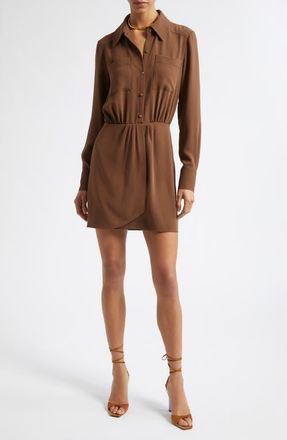 Ramy Brook Norah Long Sleeve Shirtdress in Sepia at Nordstrom, Size Xx-Large