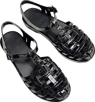 Generic Ladies Bohemian Sandals Women Cute Roman Flat Sandals Woven Sandals Buckle Up Walking Sandals Refreshing Beach Sandals Closed Toe Strappy Sandals Offi