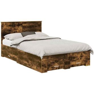 vidaXL Bed Frame with Drawer Smoked Oak 120 x 200 cm Engineered Wood vidaXL