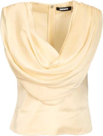 Rotate Rotate Birger Christensen, Overhemden, Dames, Geel, S, Chiffon, Chiffon Waterfall Top