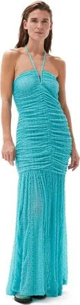 Ganni Stretch Lace Halter Neck Dress - Size 10/12 Blue