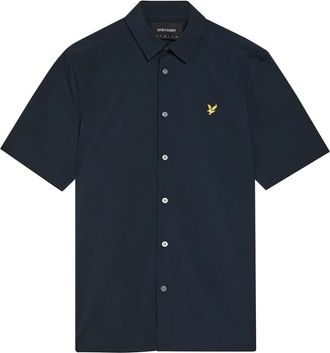Lyle & Scott Oxford overhemd met korte mouwen - Heren - Korte mouwen Overhemden - Blauw - S - Katoen - Overhemden