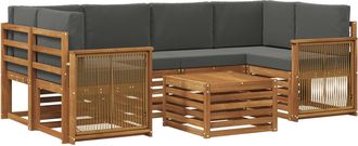 vidaXL Conjunto De Sof&aacute;s De Exterior 7 Uds. Natural Y Antracita Vidaxl