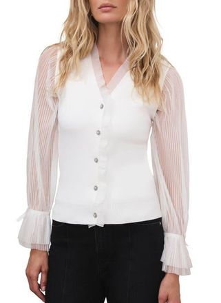 Mint Velvet Sheer Sleeve Cardigan in Ivory at Nordstrom, Size X-Large