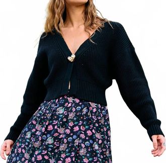 Cleobella Heart Sweater Cardigan In Black