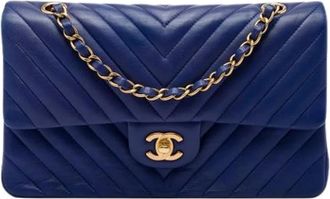 Chanel Pre-owned Vintage Quilted Shoulder Bag - Dames - Vintage Schoudertas - Blauw - ONE Size - Leer - Vintage
