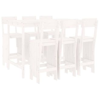 Berkfield Home 7 Piece Garden Bar Set White Solid Wood Pine