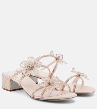 Rene Caovilla Floriane embellished satin sandals
